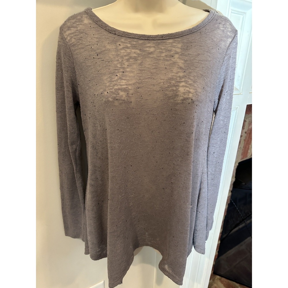 Bobeau Gray Flecked Sheer Crewneck Sweater Nordstrom Small MN1162851